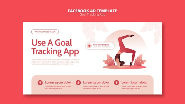 PSD gratuit modèle facebook d'application de suivi d'objectifs