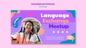 PSD gratuit modèle facebook d'apprentissage de la langue de conception plate
