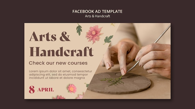 PSD gratuit modèle facebook arts floraux et artisanat