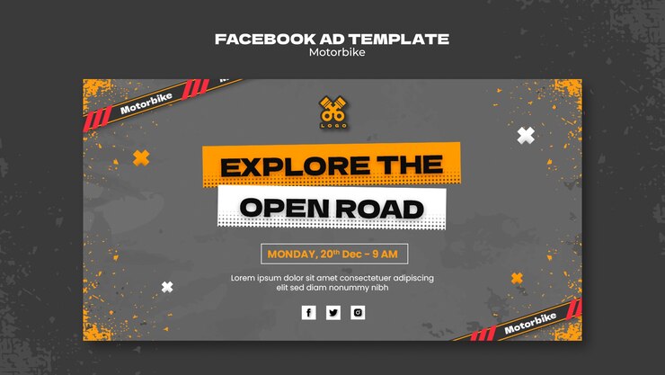 PSD gratuit modèle facebook aventure moto