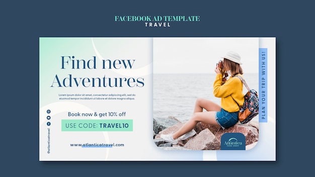 PSD gratuit modèle facebook d'aventure de voyage dégradé