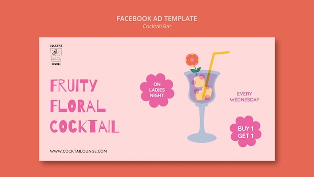 Modèle Facebook De Bar à Cocktails Design Plat
