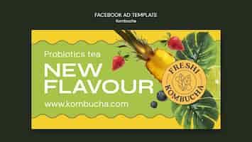 PSD gratuit le modèle de facebook de la boisson de kombucha