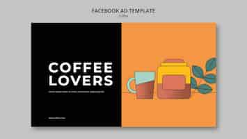 PSD gratuit modèle facebook de café dessiné à la main