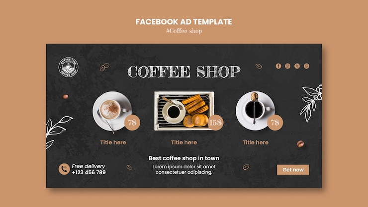 PSD gratuit modèle facebook de café