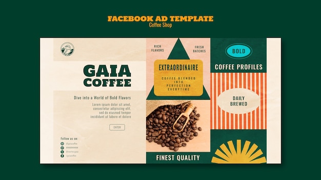 PSD gratuit modèle facebook de café