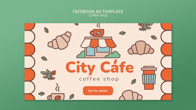 PSD gratuit modèle facebook de café