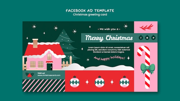 PSD gratuit modèle facebook de carte de voeux de noël