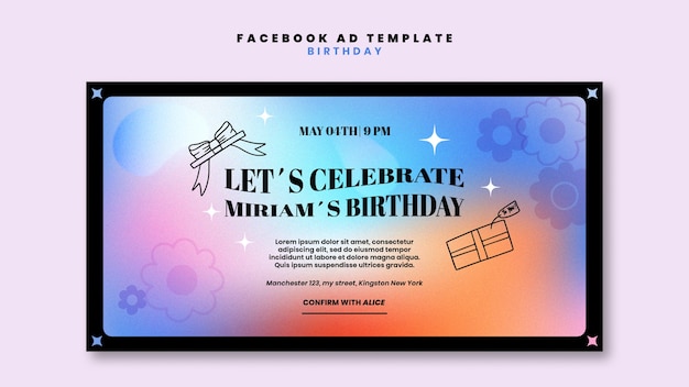 Modèle Facebook De Célébration D'anniversaire Dégradé