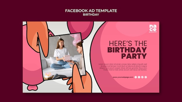 PSD gratuit modèle facebook de célébration d'anniversaire design plat