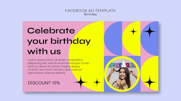 PSD gratuit modèle facebook de célébration d'anniversaire