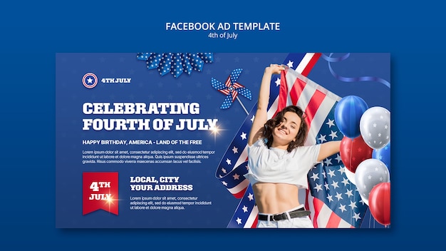 PSD gratuit modèle facebook de célébration du 4 juillet