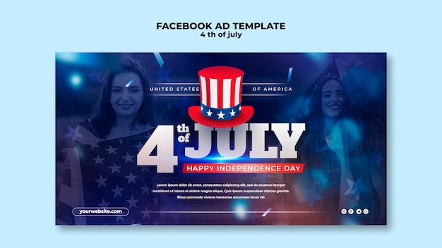 PSD gratuit modèle facebook de célébration du 4 juillet