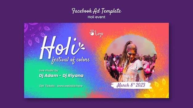 PSD gratuit modèle facebook de célébration du festival holi