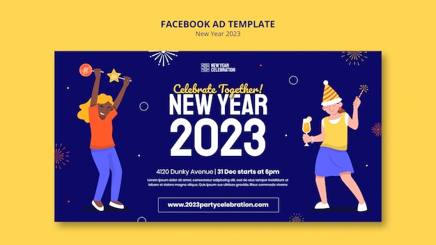 PSD gratuit modèle facebook de célébration du nouvel an 2023