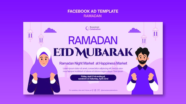 PSD gratuit modèle facebook de célébration du ramadan