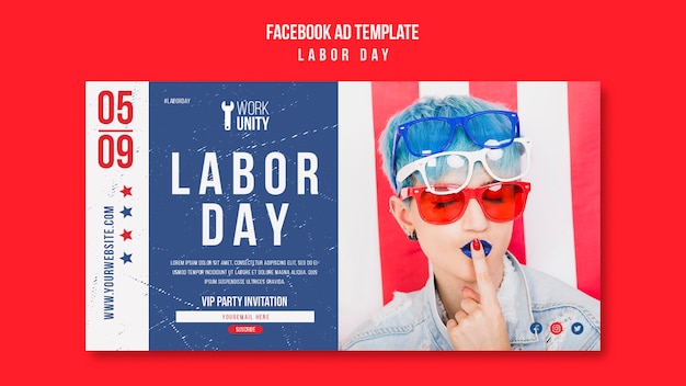 PSD gratuit modèle facebook de célébration de la fête du travail