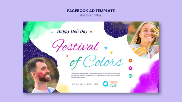 PSD gratuit modèle facebook de célébration holi