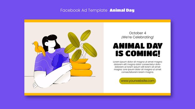 Modèle facebook de célébration de la journée des animaux
