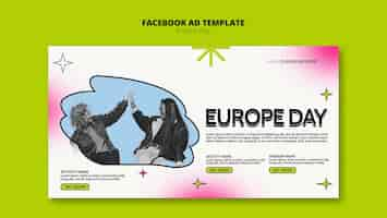 PSD gratuit modèle facebook de célébration de la journée de l'europe