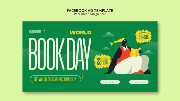 Modèle facebook de célébration de la journée mondiale du livre