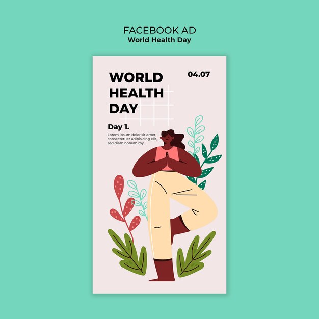 Modèle facebook de célébration de la journée mondiale de la santé