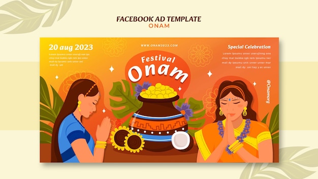 Modèle facebook de célébration onam design plat