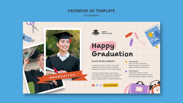 PSD gratuit modèle facebook de célébration de remise des diplômes