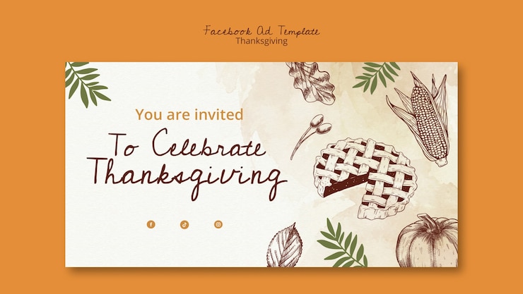 PSD gratuit modèle facebook de célébration de thanksgiving dessiné à la main