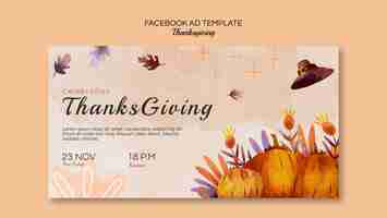 PSD gratuit modèle facebook de célébration de thanksgiving