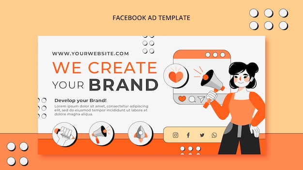 PSD gratuit modèle facebook de concept de marketing