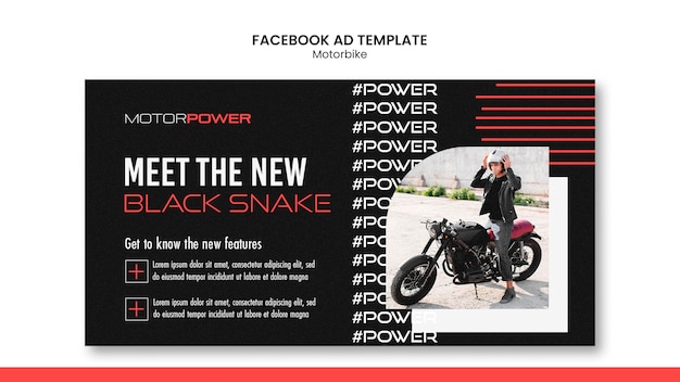 PSD gratuit modèle facebook de concept de moto