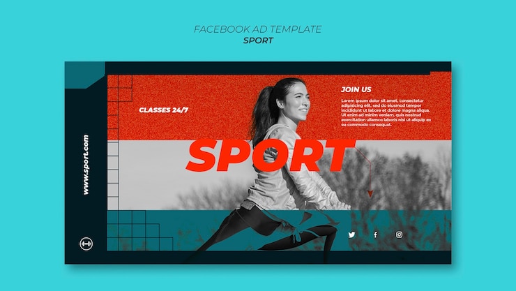 PSD gratuit modèle facebook de concept de sport design plat