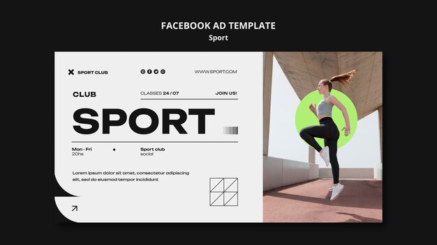 PSD gratuit modèle facebook de concept de sport minimaliste