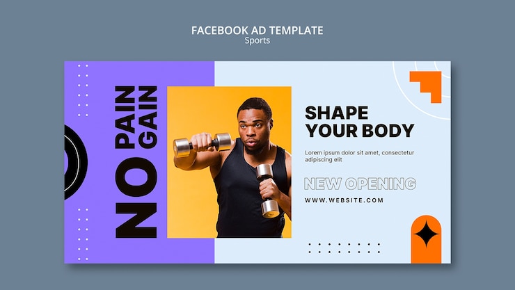 PSD gratuit modèle facebook de concept sportif