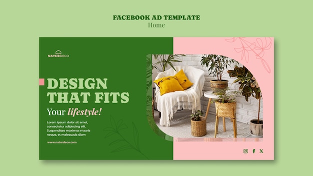 Modèle Facebook de conception de maison florale dessiné à la main