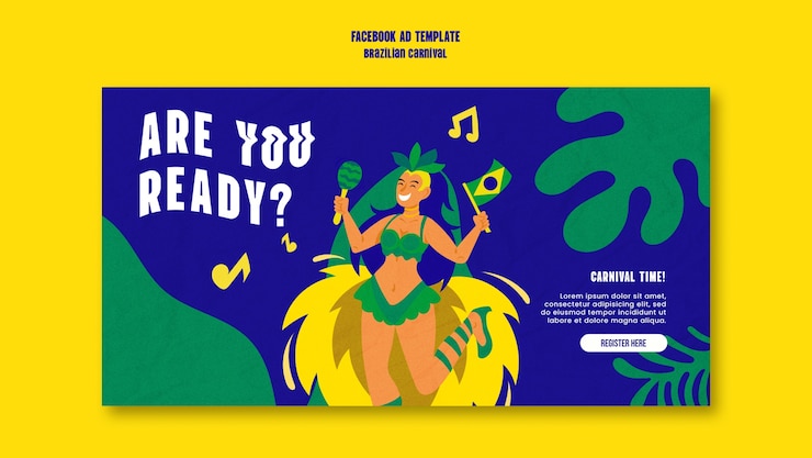PSD gratuit modèle de facebook de conception plate pour la célébration du carnaval