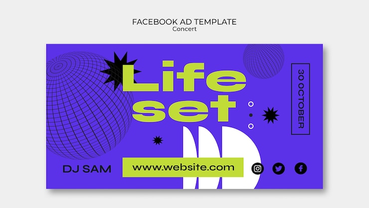 PSD gratuit modèle facebook de concert amusant