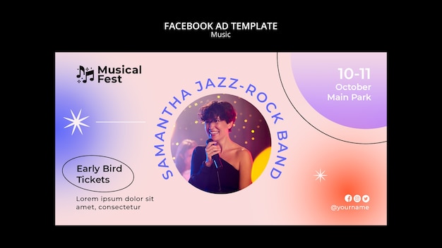 PSD gratuit modèle facebook de concert de musique dynamique