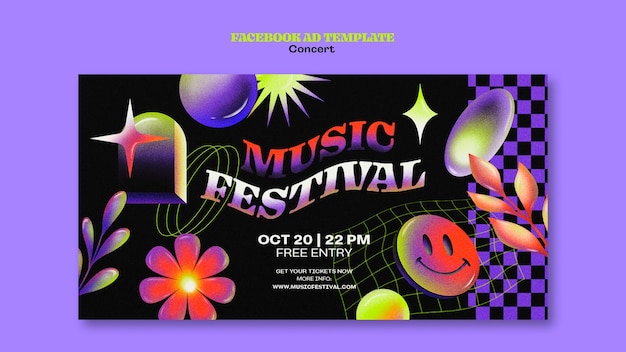 Modèle facebook de concert de musique