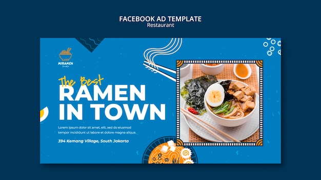 PSD gratuit modèle facebook de cuisine asiatique design plat