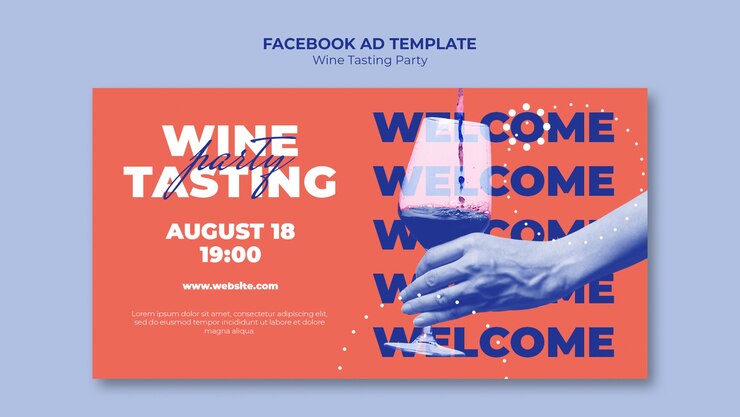 PSD gratuit modèle facebook de dégustation de vin