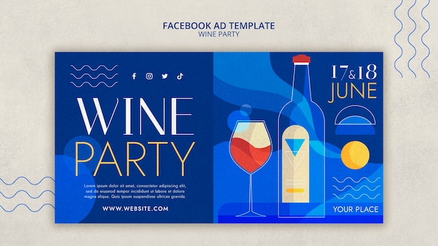 PSD gratuit modèle facebook de dégustation de vin