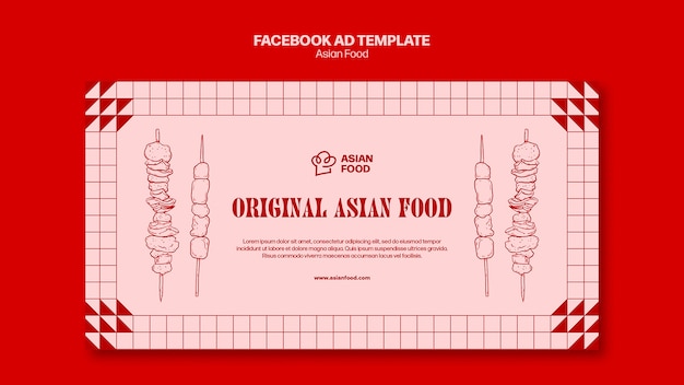 PSD gratuit modèle facebook de délicieuse cuisine asiatique