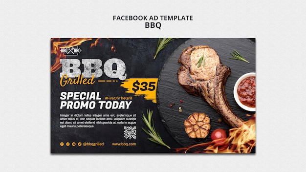 PSD gratuit modèle facebook de délicieux barbecue