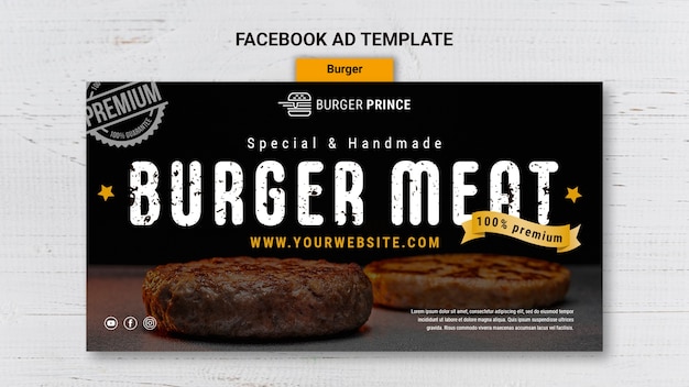 PSD gratuit modèle facebook de délicieux burger