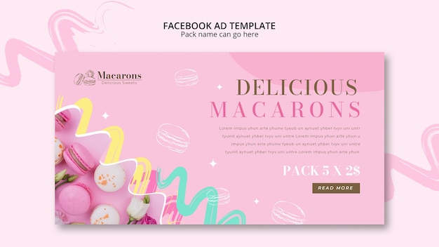 PSD gratuit modèle facebook de délicieux macarons français