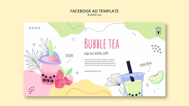 PSD gratuit modèle facebook de délicieux thé à bulles