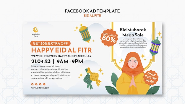 PSD gratuit modèle facebook design plat eid al fitr