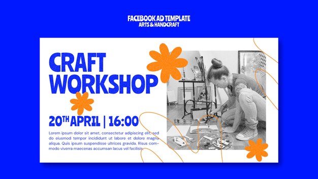 Un modèle de Facebook de design plat pour les arts et l'artisanat.